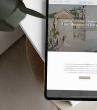 Tablet mockup — middle template — "pre-designed Showit website template mockup for wedding planners"