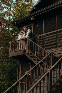 Newly married couple doing documentary and cinematic photos for their wedding / elopement at their blue ridge airbnb. Photos by Crimson Conure Photography based in Kennesaw, Georgia and Denver, Colorado
