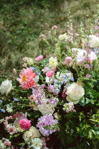 Garden roses floral arrangement by Flowergirl Cville at Eastwood Farm and Winery.