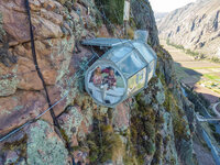 Sleeping on a cliff in peru