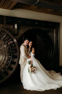 historic-bank-vault-wedding-portrait
