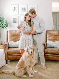 couple with new baby in their home in savannah ga
