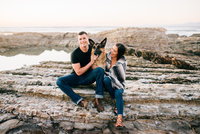 Boho beach engagement photography with dog at Montana de Oro by Amber McGaughey