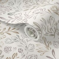 Spring Watercolor Floral Hand-Painted Botanical Muted Earth Tones Wallpaper by kirstenbullardco