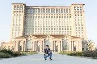 High school senior posing for senior photography in Downtown Detroit MI by Savvy Shoots Photography