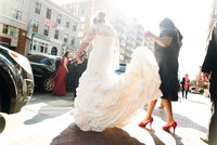 Photography of bride going to her wedding in Baltimore