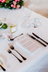 Wedding menu at The Marion