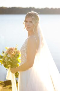 Bride during golden hour in Atlanta
