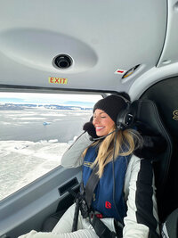 Helicopter flight over Antarctica