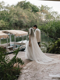 Fashion-forward wedding couple portrait modern style
