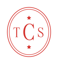 Circular logo with initials " T C S" and two stars