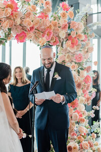 Groom shares his vows with the bride