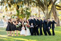 bridal party poses for portrait at wachesaw plantation