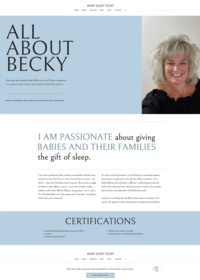a full size screenshot of the about page of the Baby Sleep Tight website created by Sophisticated Grace Studio for a Phoenix based infant sleep consultant