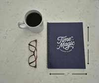 Time Magic Planner beside a coffee mug and glasses, ready for a weekly planning session.