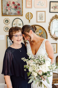 Bride embraces her grandmother after getting ready for her wedding in Tennessee