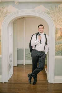 Burr Mansion wedding photos with mural