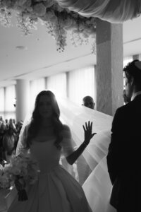 Advanced digital wedding photography with editorial approach during Rebecca & Kevin's fashion forward destination celebration at Miami Beach Edition luxury resort.