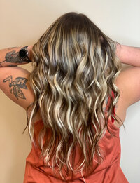 long curly beautiful highlighted hair