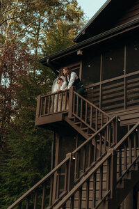 Newly married couple doing documentary and cinematic photos for their wedding / elopement at their blue ridge airbnb. Photos by Crimson Conure Photography based in Kennesaw, Georgia and Denver, Colorado