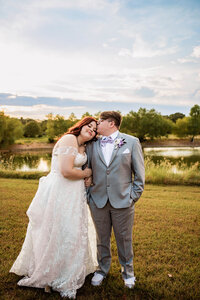 Bride and Groom Sunset Portrait | The Barn At Paradise Place | Paradise, Texas
