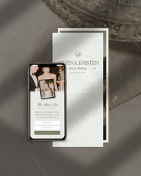 Athena Kristen wedding planner mobile and desktop website mockup featuring refined brand design, romantic layout, and elegant event planning aesthetic.