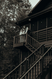 Newly married couple doing documentary and cinematic photos for their wedding / elopement at their blue ridge airbnb. Photos by Crimson Conure Photography based in Kennesaw, Georgia and Denver, Colorado