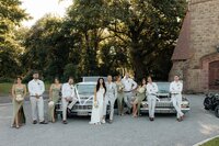 Bridal party laughing together during a Christchurch wedding