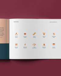 AlisonReeves.co brand guide showing its color palette and icon set