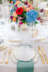 Table set up for the wedding