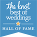 The Knot best of weddings hall of fame blue badge.
