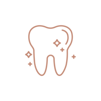 A sparkling tooth graphic is drawn in the signature adobe color of Little Chompers Pediatric Dentistry, dentist for kids.