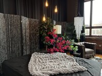 another view of the bed set in Elevation Boudoir's studio that also includes multiple sheet color options
