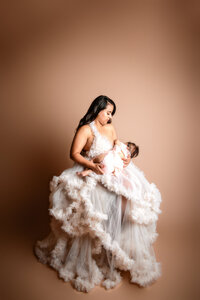 Black and white maternity session in studio in Cullman Alabama