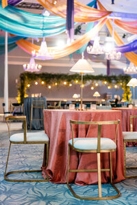 Custom corporate event in Charleston, SC with bold drapery