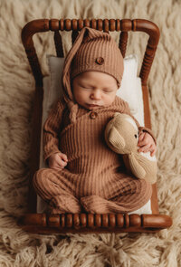 Infant posed for Newborn Pictures at Holy City Babies Portrait Studio in Charleston, SC.