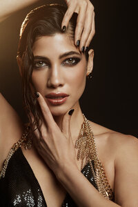 Apoorva in a sophisticated YSL campaign shot, showcasing modern style, captured by Ylva Erevall.