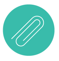 teal circle paper clip icon