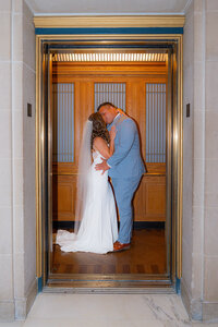 modern bride and groom elevator san francisco city hall wedding