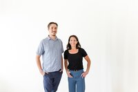 Branding headshot of two Bend Oregon business partners photographed in natural light