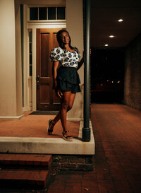 Senior portrait in downtown Mobile, Alabama — posing