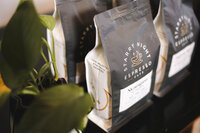Close up of espresso packaging and brand design - Marrow Design