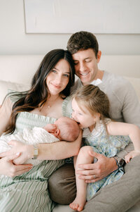 Family portrait with newborn at home lifestyle newborn photographer Miami