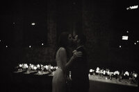 film BW scan of couple kissing at Museum Lab