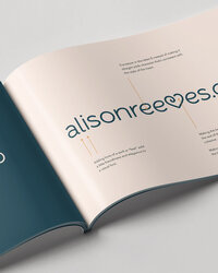 AlisonReeves.co brand guide showing the build of the custom logo