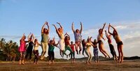 Jumping up with excitement- Soma Yoga Institute