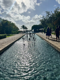 Water feature at the adults only all inclusive Hotel Xcaret Arte in Riviera Maya Mexico, an upscale exclusive and beautiful resort