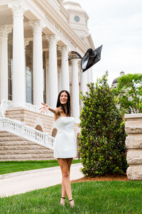 Belmont graduate cap toss outside medical college