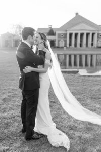 Newlyweds kiss outside their Washington DC venue