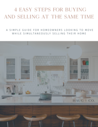 Flat lay photo of home buying and selling guide from Haug & Co. real estate team